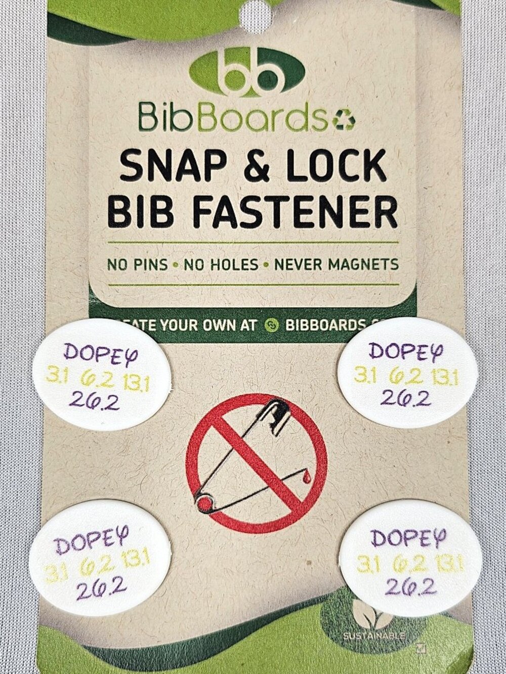 RunDisney Dopey Challenge BibBoards | Snap Lock Bib Fasteners | Set of 4